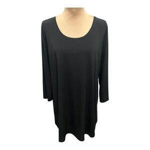 Susan Graver Modern Essential Butterknit Scoop Neck Top Large Black Mid Sleeve